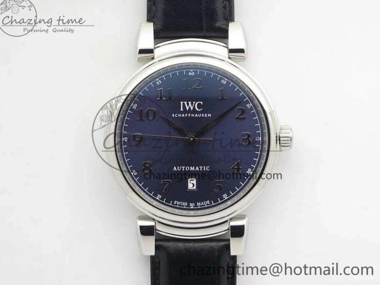 MIROTIME 0201 Da Vinci IW356601 SS TW 1:1 Best Edition Blue Dial On Black Leather Strap A Durable 7239